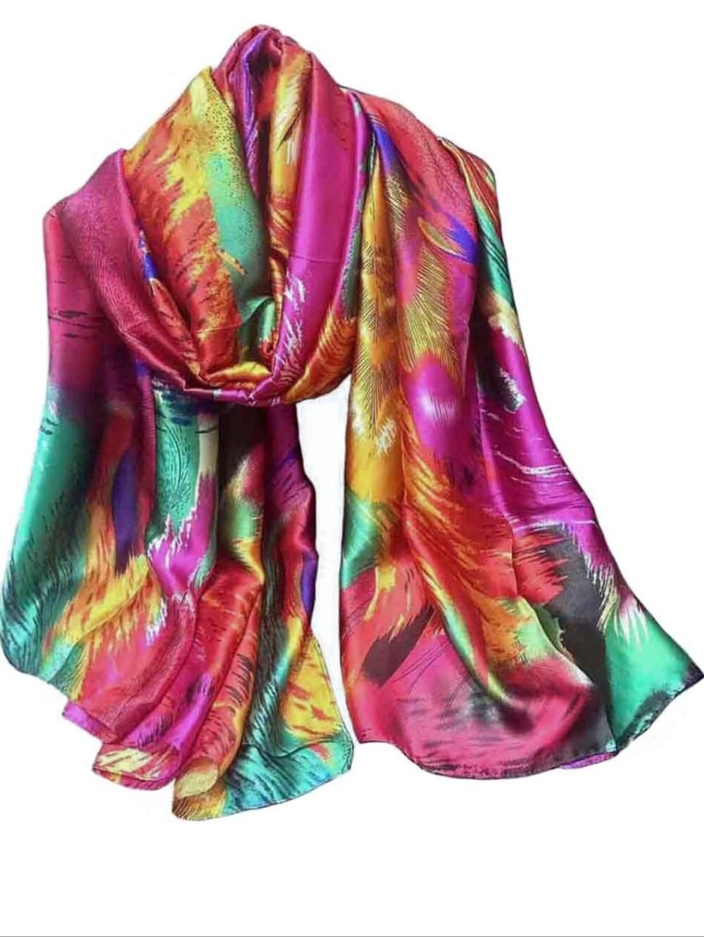Vibrant Multicolor Satin Scarf - Fashionable Women's Accessory